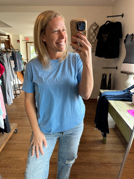 Cotton Boyfriend Tee in Ocean Blue