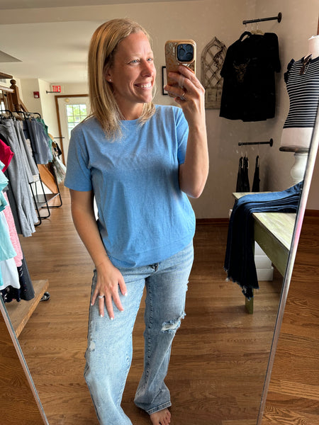 Cotton Boyfriend Tee in Ocean Blue