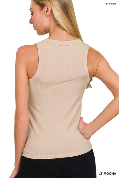 Core Ribbed Tank in Light Mocha