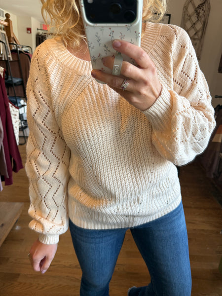 Almond Detailed Sleeve Knit Sweater