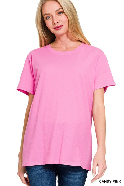 Cotton Boyfriend Tee in Candy Pink
