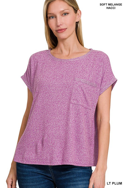 Melange Hacci Pocket Tee in Light Plum
