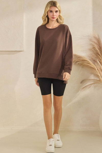 Coffee Cotton Scuba Pocket Pullover