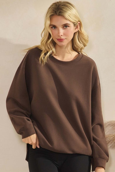 Coffee Cotton Scuba Pocket Pullover