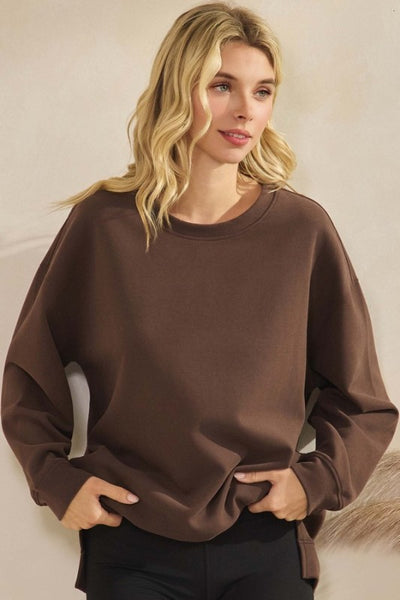 Coffee Cotton Scuba Pocket Pullover