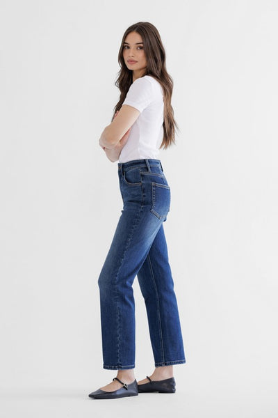 Mica High-Rise Fleece Lined Straight Leg Jeans