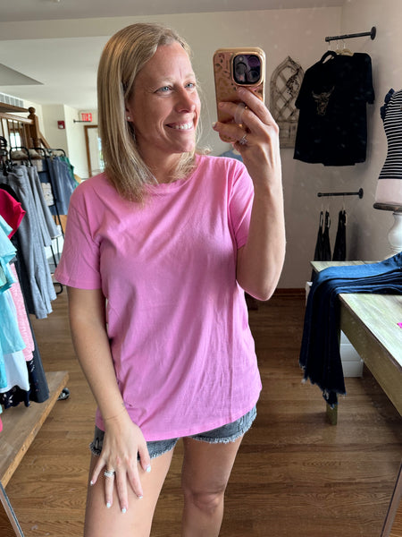 Cotton Boyfriend Tee in Candy Pink