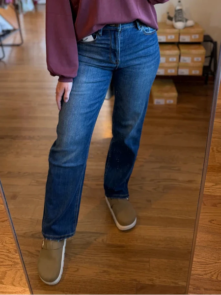 Mica High-Rise Fleece Lined Straight Leg Jeans