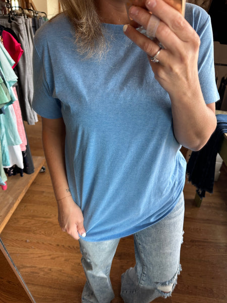 Cotton Boyfriend Tee in Ocean Blue