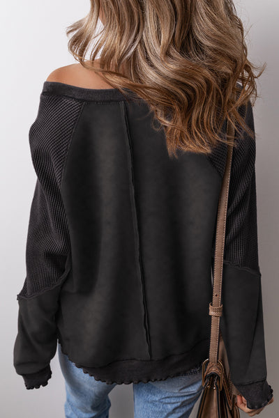 Black Raglan Sleeve Sweatshirt
