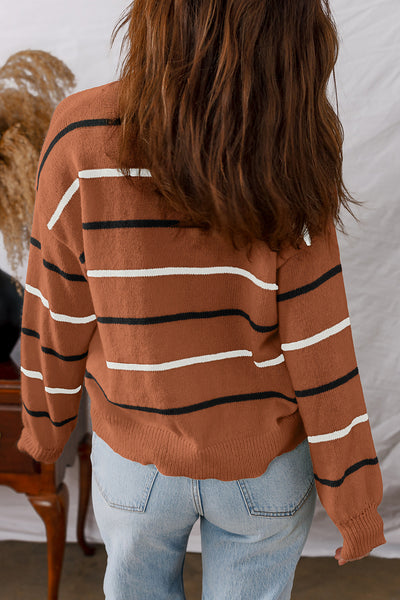 Chestnut & Black Stripe Sweater
