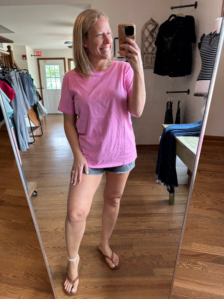 Cotton Boyfriend Tee in Candy Pink