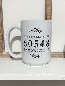 Custom Zip Code Coffee Mug (PICKUP ONLY)