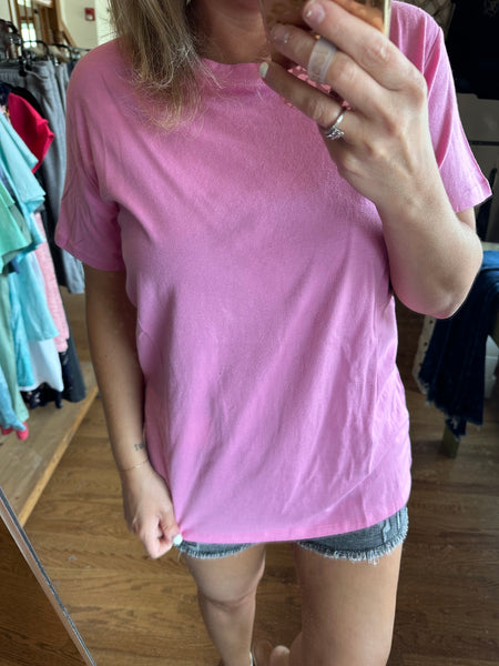 Cotton Boyfriend Tee in Candy Pink