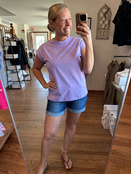 Lilac Capped Sleeve Tee
