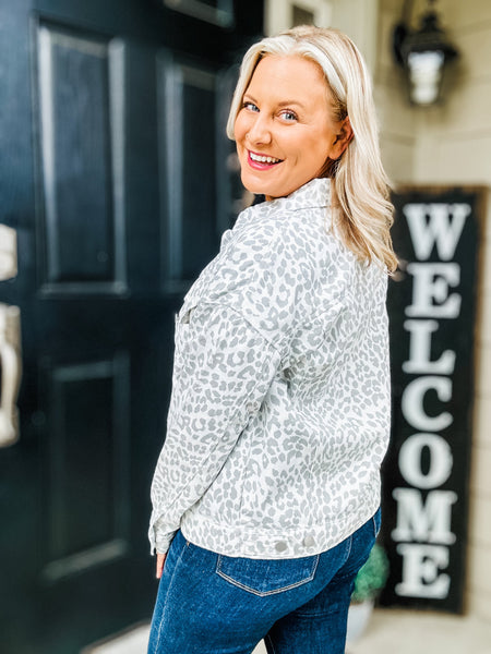 Leopard Printed Denim Jacket