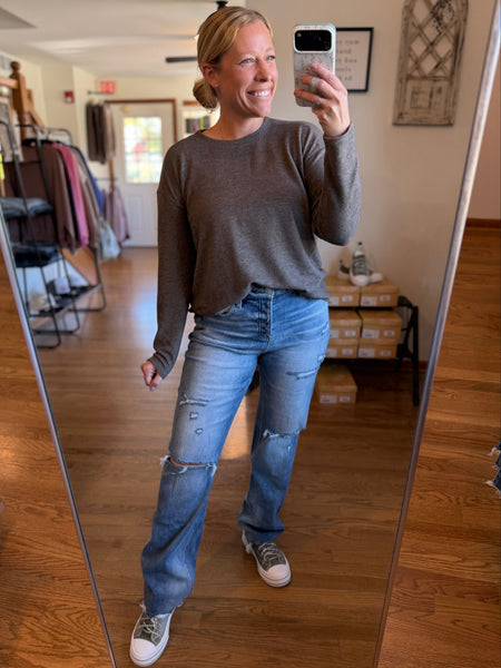 Mica High-Rise Distressed Straight Leg Jeans