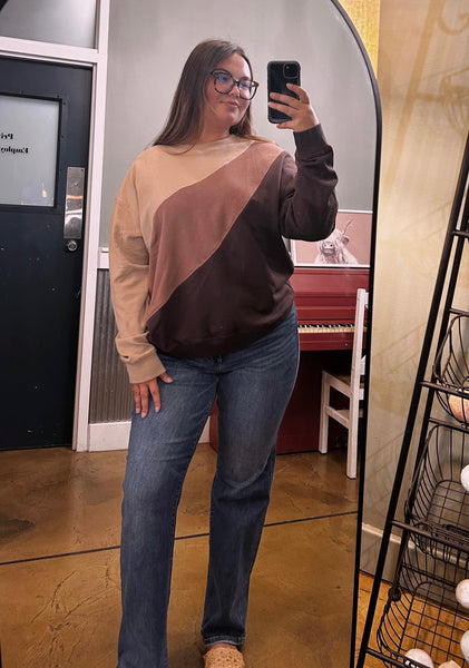 Espresso Color Fade Stripe Sweater