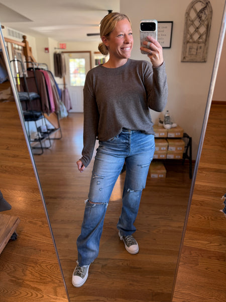 Mocha Cashmere Brushed Sweater