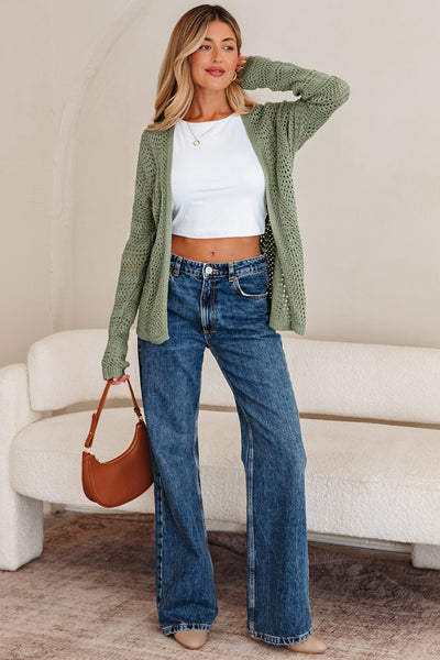Sage Scalloped Edge Cardigan