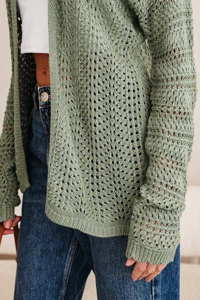 Sage Scalloped Edge Cardigan