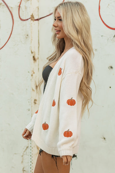 Chunky Pumpkin Open Front Cardigan