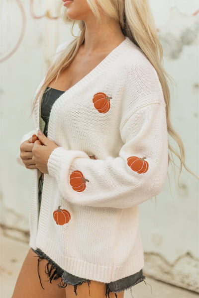 Chunky Pumpkin Open Front Cardigan