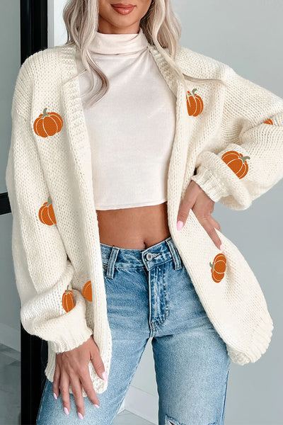 Chunky Pumpkin Open Front Cardigan