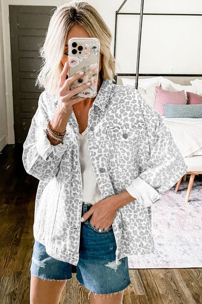 Leopard Printed Denim Jacket
