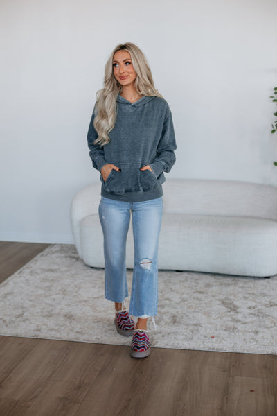 Midnight Navy Burnout Bliss Fleece Hoodie