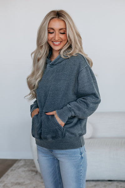 Midnight Navy Burnout Bliss Fleece Hoodie