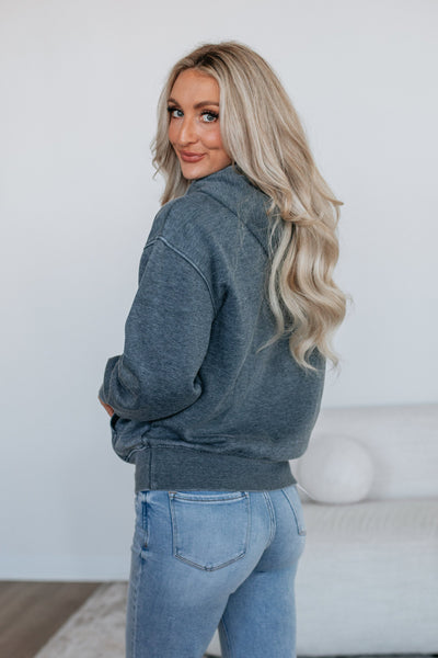 Midnight Navy Burnout Bliss Fleece Hoodie