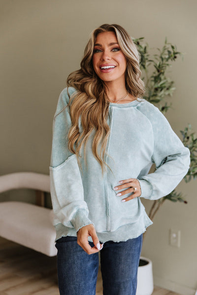 Mineral Blue Raglan Sleeve Sweatshirt