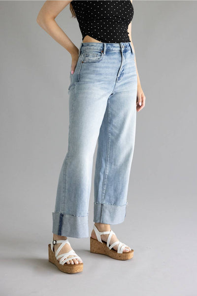 Risen Allie Slouchy Cropped Wide Leg Jeans