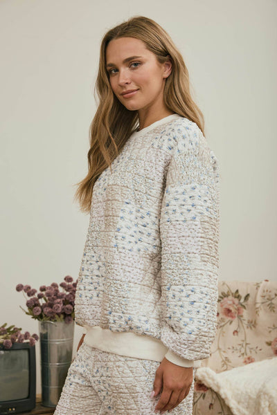 Cream Multi-Floral Patchwork Long Sleeve Top