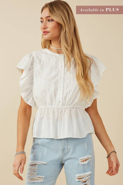 Ivory Lace Detail Sleeveless Peplum Top