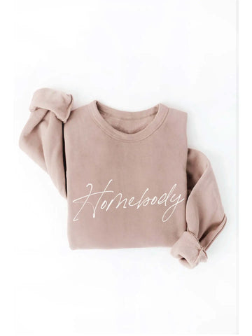 Taupe Scripted Homebody Graphic Sweatshirt