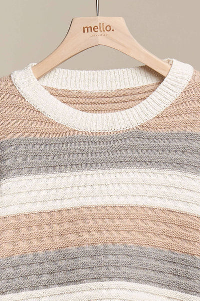 Taupe & Grey Stripe Sweater