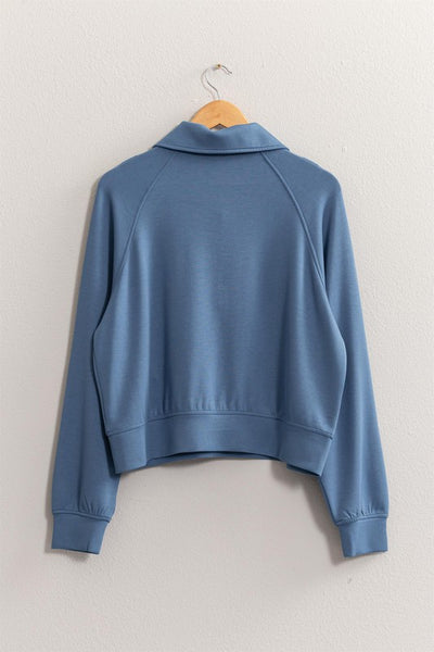 Grey Blue Half Zip Sweater