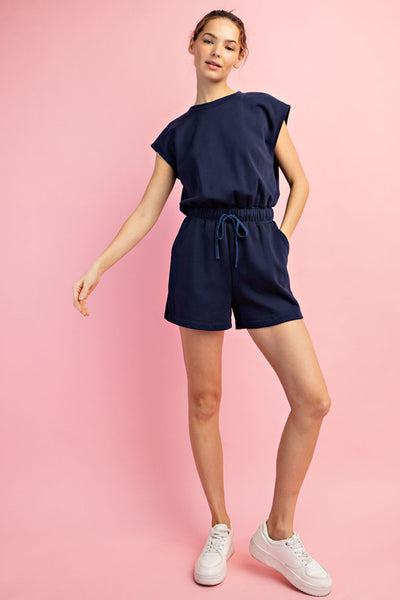 Navy French Terry Romper
