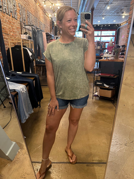 Light Olive Washed Short Sleeve Tee