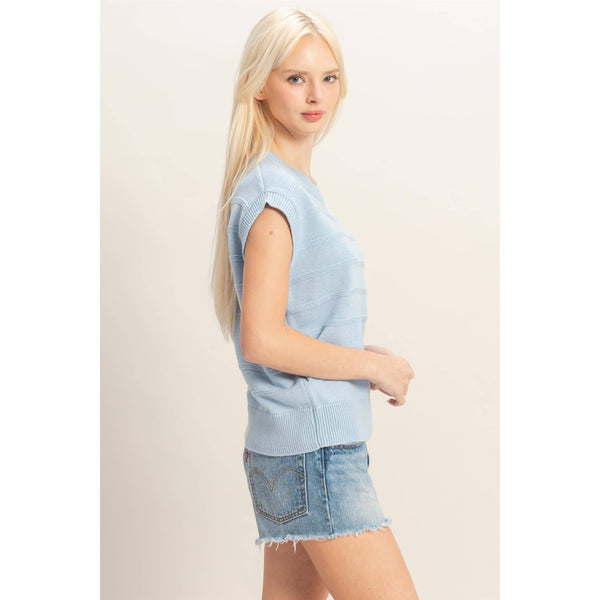 Ice Blue Textured Dolman Sleeve Top