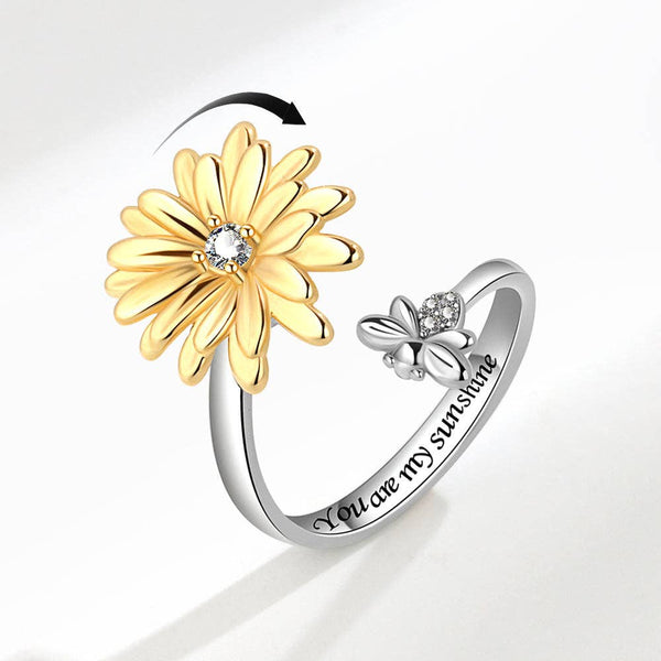 Daisy Flower & Bee Anxiety Fidget Spinner Ring