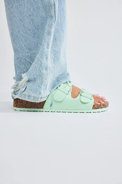Audrina Buckle Sandals in Mint