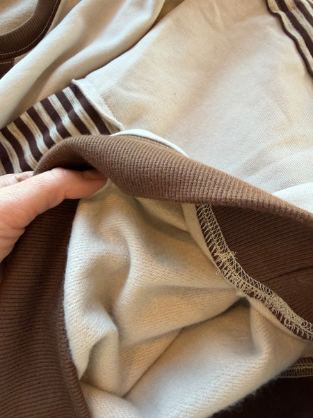 Oatmeal & Taupe Striped Color-Block Top