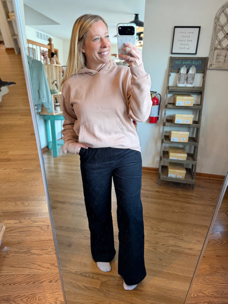 Black Corduroy High-Waisted Wide Leg Pants