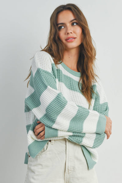 Ivory & Sage Striped Sweater