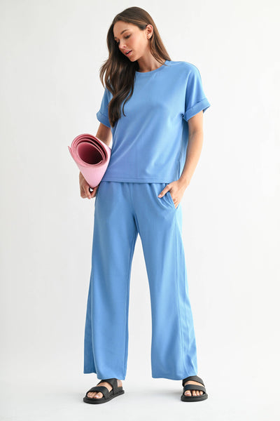Denim Drift Luxe Sand Wash Rib Lounge Tee