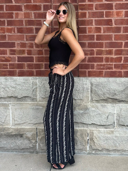 Black High Waisted Split Leg Pants