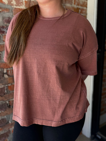 Terracotta Mineral Wash Exposed Seam Tee